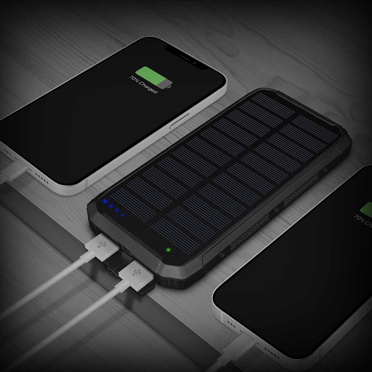 Dual USB-C and USB-A output for charging multiple devices
