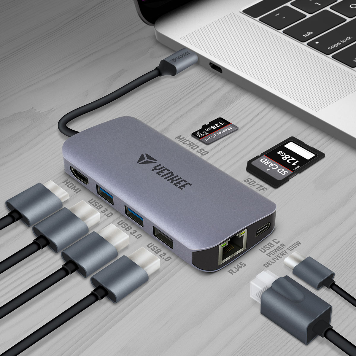 Buy Digitek (DUH 008) USB C Type HUB 8 in 1 Adapter, Aluminium Multi Port  Online Best Prices