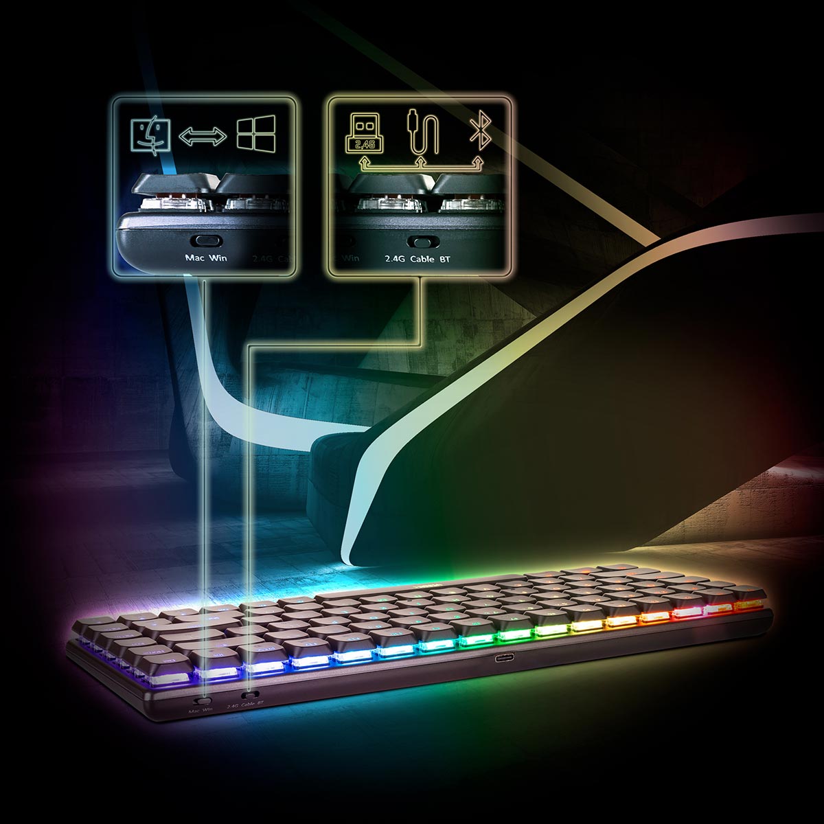 Low profile mechanical RGB keyboard ROGUE | YKB 3700US | Yenkee