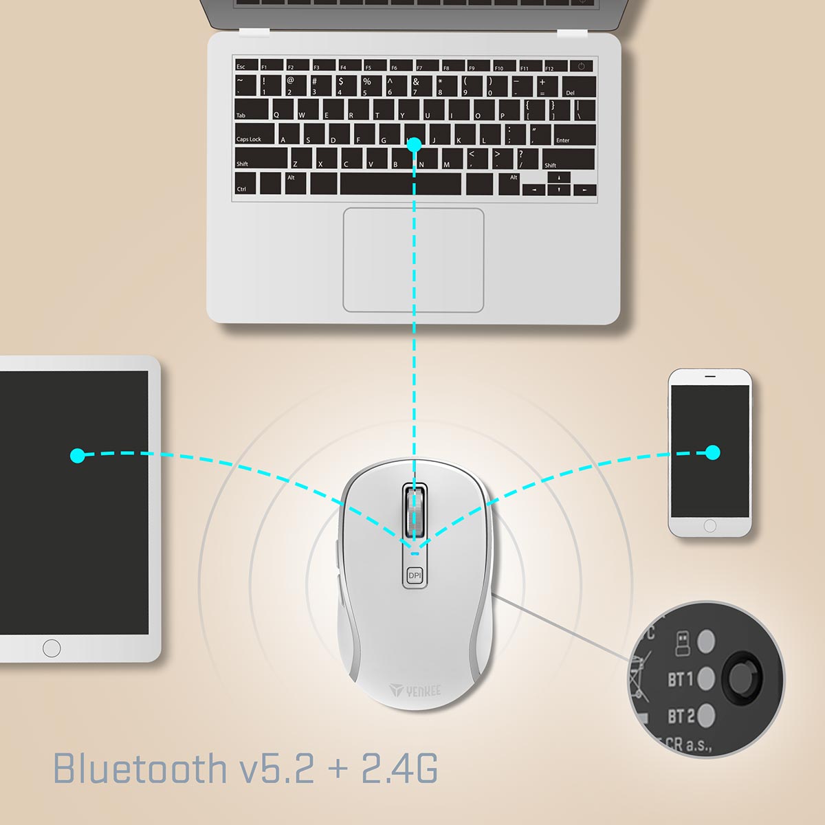 Three wireless solutions 2.4G + BT1 + BT2